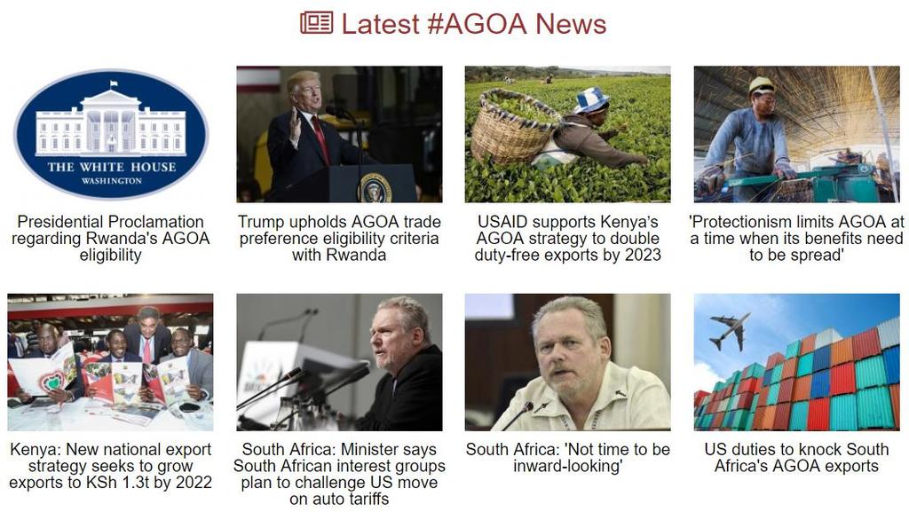 AGOA Forum 2018 Earlier in July, the annual US-Africa AGOA Forum took place in Washington, D.C. Both the forum agendas, as well as the forum outcomes and recommendations, can be downloaded from AGOA.