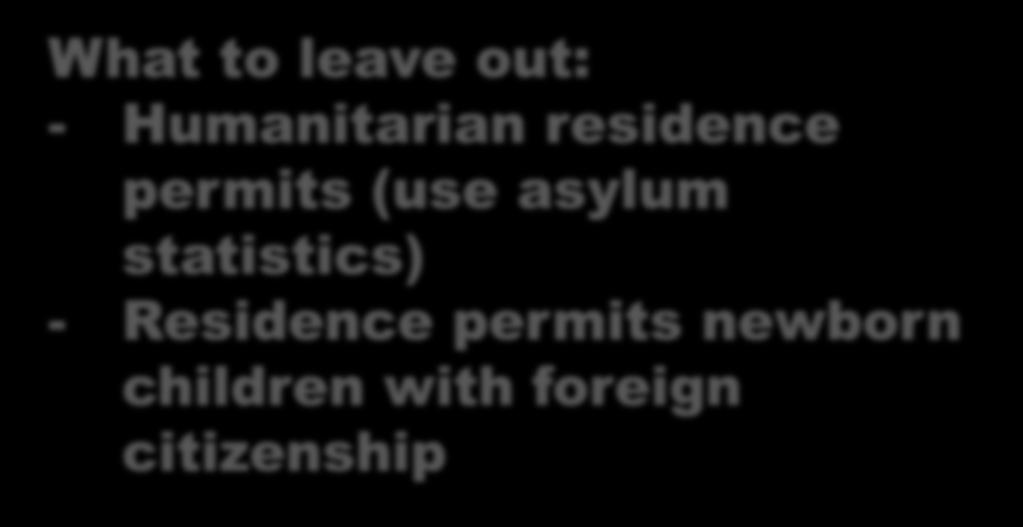 residence permits (use asylum statistics)