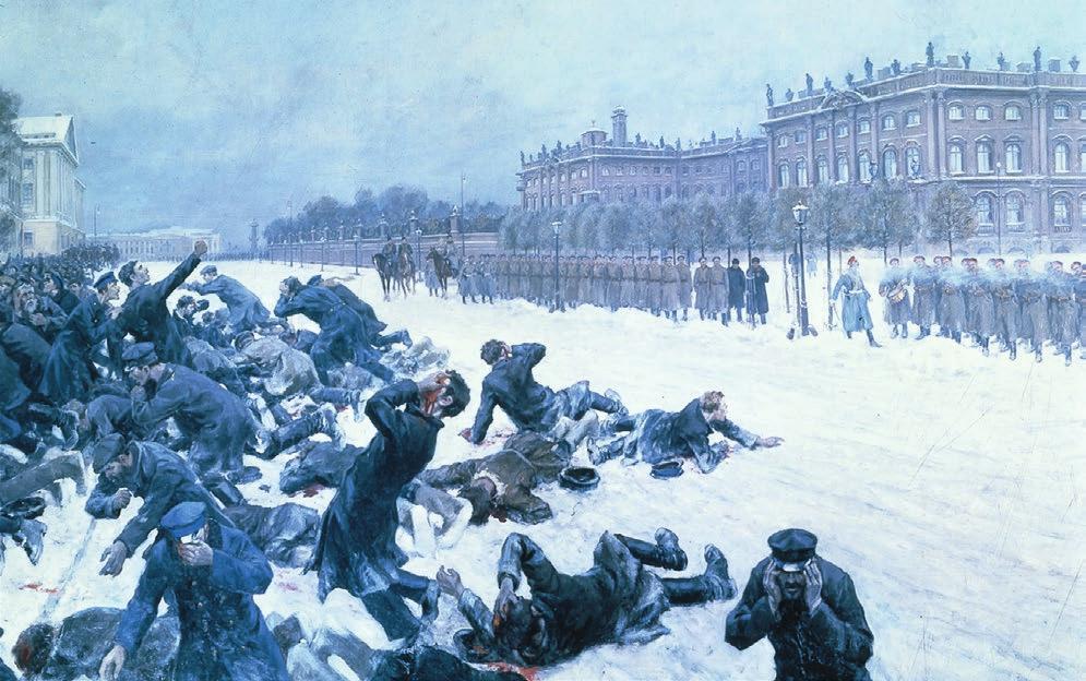 Soldiers fired on unarmed workers demonstrating at the czar s Winter Palace on Bloody Sunday. Reading Check Analyze Causes How did World War I help bring about the Russian Revolution?