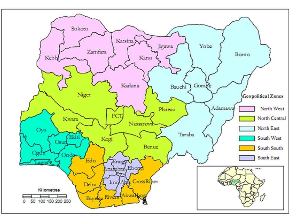 Table 2: Classification of Nigerian States by Geopolitical Zones Geo-Political Zones North-Central South-West South-South South-East North-East North-West State Niger, Benue, Plateau, Nassarawa,