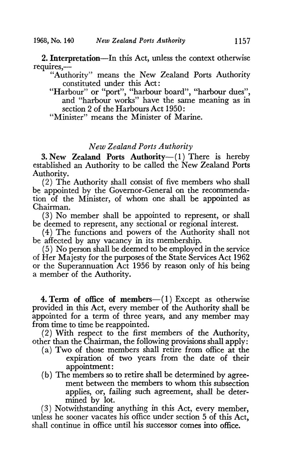 1968, No. 140 New Zealand Ports Authority 1157 2.