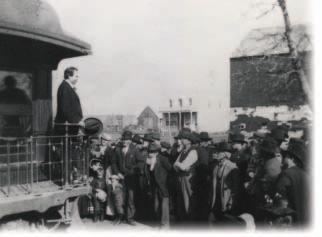 History Campaigns in Contrast In 1896 Democrat William Jennings Bryan (left) ran an energetic campaign for president, traveling far and wide.