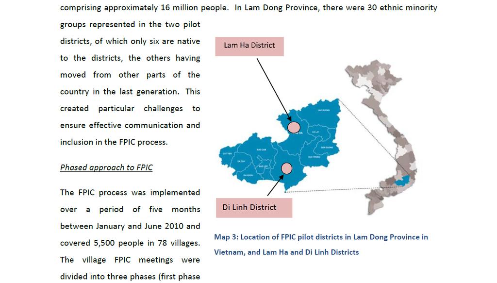 FPIC Trial, Lam Dong Province Vietnam was the first country