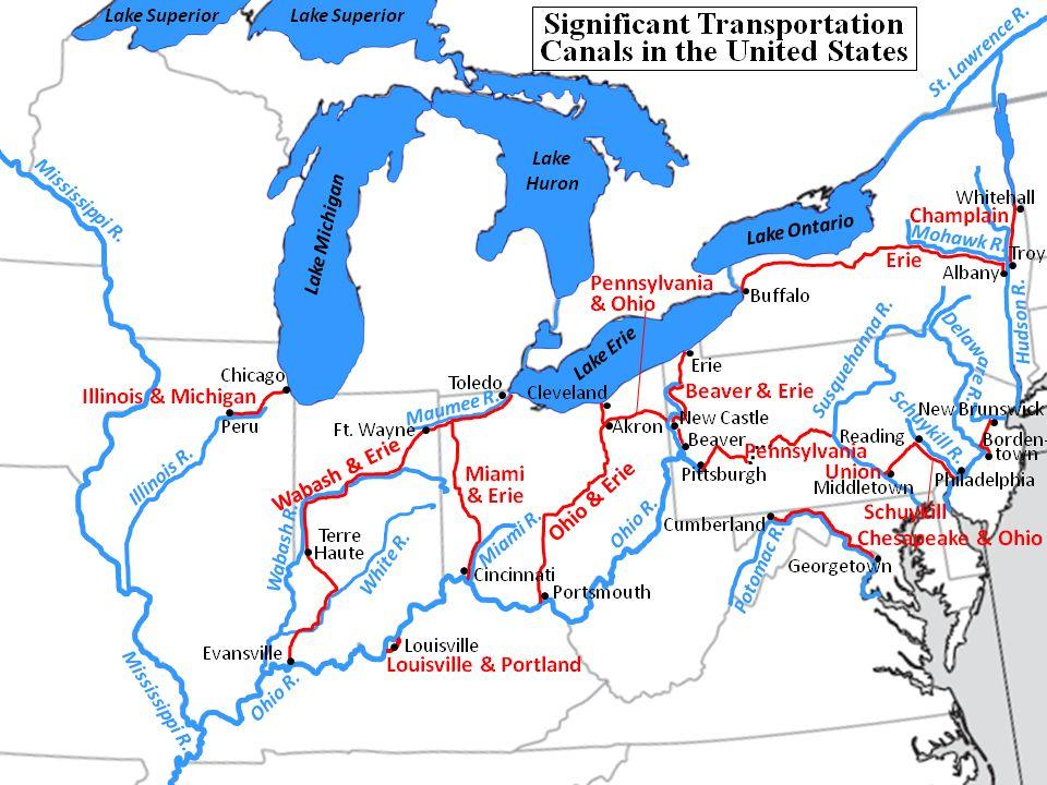 Analyze the map to answer question 2. 2 How did the steamboat and the canal system impact urbanization? Getting to cities was easier: canals and steamboats helped cities develop 3.