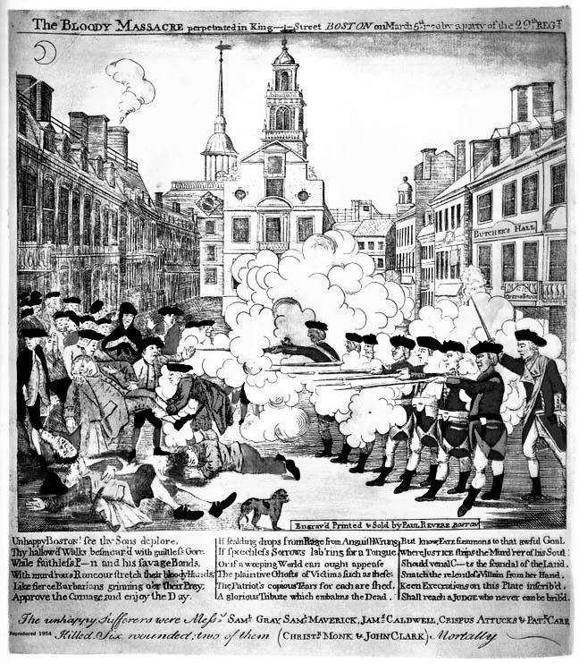 VUS.1a Skills 13. What event does the picture above depict? A. the Boston Massacre B. the Boston Tea Party C. the Battle of Bunker Hill D. the Battle of Lexington and Concord VUS.1h Skills 14.