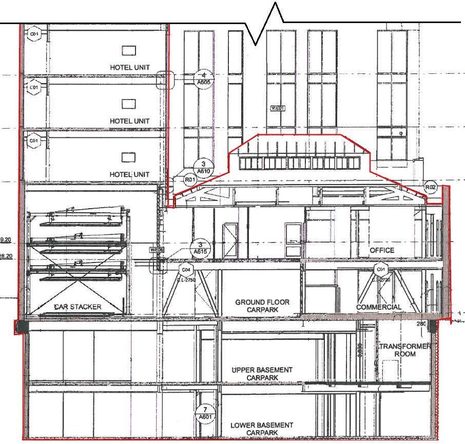 3. Background office building Figure 2: Section through the hotel building and the office building (not to scale) 3.