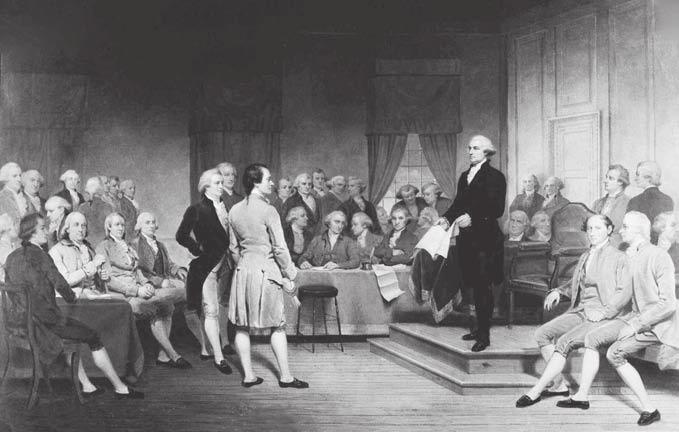 THE PRESIDENT AND THE CONSTITUTION 21 George Washington is shown in this 1856 painting by Junius Brutus Stearns, George Washington Addressing the Constitutional Convention.