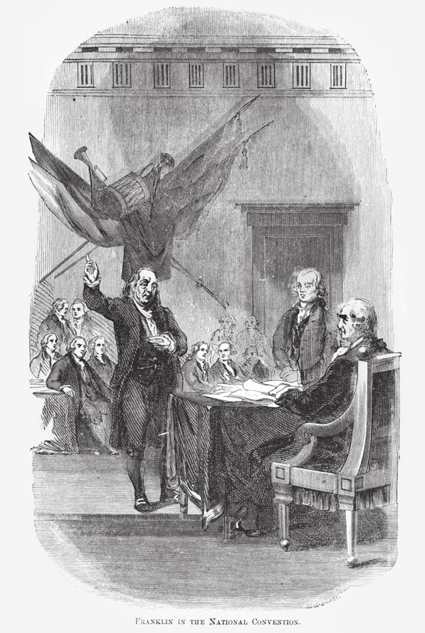 28 THE PRESIDENCY Benjamin Franklin addresses the Constitutional Convention in this engraving.