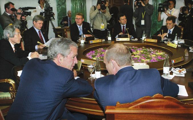 THE POWERS OF THE PRESIDENT 47 President George W. Bush is shown talking with Russian President Vladimir Putin during a working session of the G8 Summit in July 2006 in St. Petersburg, Russia.