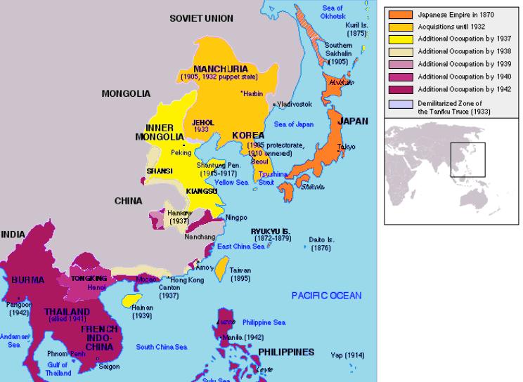 East Asia Co-Prosperity Sphere Japan Claims an Empire Moved further inward and south on Asian mainland Conquered islands