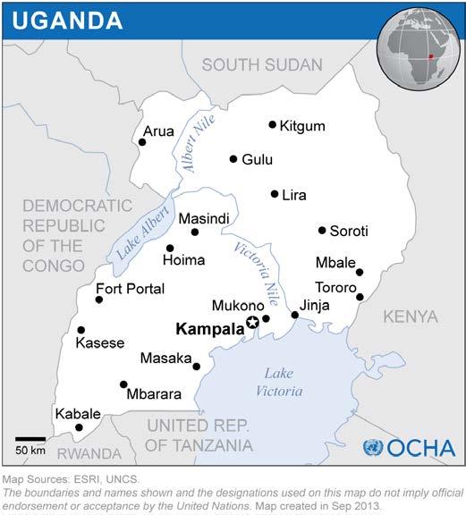 ILLUSTRATIVE Uganda Note 1.3 million refugees (of which 895,000 from South Sudan; 400,000 from DRC, Burundi, Somalia, Rwanda); and 30,000 IDPs.