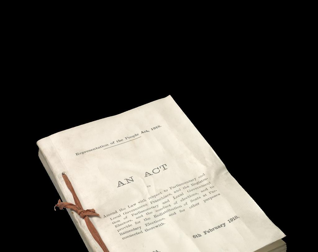 THE VOTE FOR SOME The passing of the Representation of the People Act in 1918 tripled the electorate from 7.7 million (28% of the adult population in 1910) to 21.