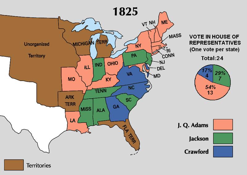 Top to boaom portraits: The ElecRon is decided by the House of RepresentaRves John Quincy Adams 13 states Henry Clay throws his support to Adams.