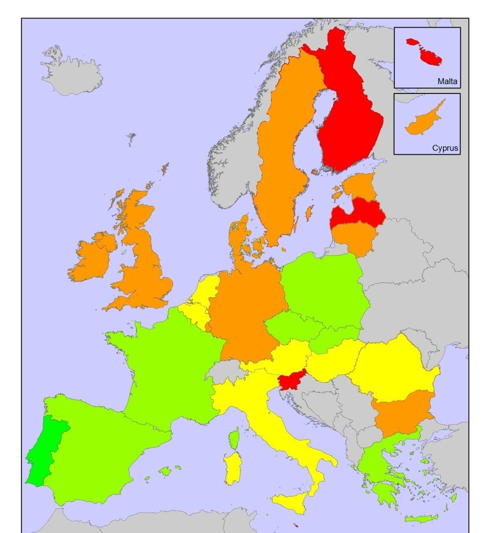 Exports and job creation across the EU % of total employment