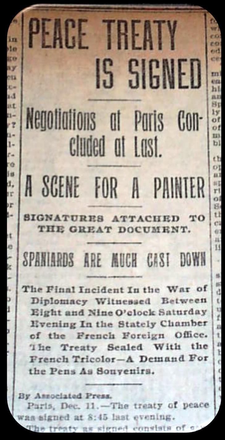 EFFECTS OF THE WAR The United States and Spain signed an armistice, a cease-fire agreement on August 12.