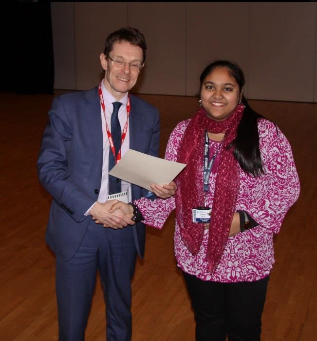Democracy Andy Street, West Midlands Mayor, presenting Parsa Ahmed with the Policy Competition award I won an award for the policy competition held in college for Citizenship Week as I received the