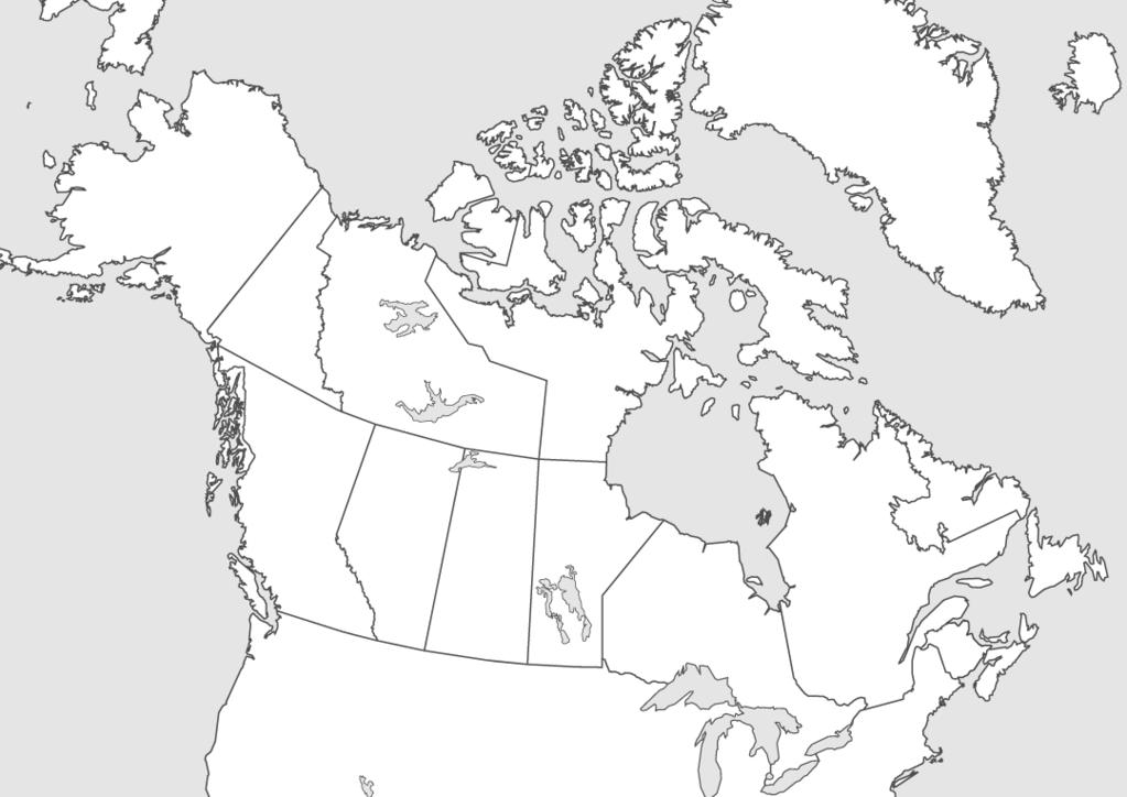 Name: Map of Canada Directions: Label the names of the territories and provinces of Canada. Put a dot in the location of the capital cities and label these as well.