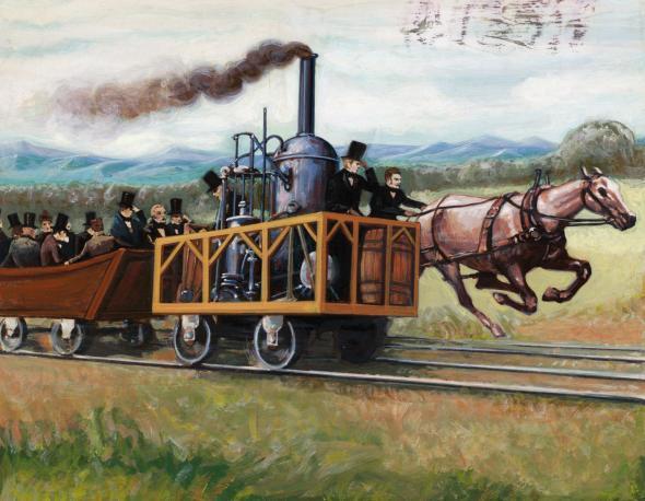 on the Hudson river First railroad steam engine was built by Peter Cooper.