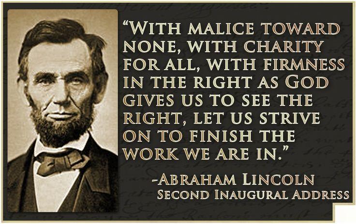 Lincoln s Second Inaugural Address (9B) This speech was given after Lincoln re-elected was for his 2nd term as the United States President.