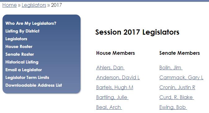 Finding your legislator 1. Visit www.sdlegislature.gov to reach the legislature s homepage and click the Legislators link: 2.
