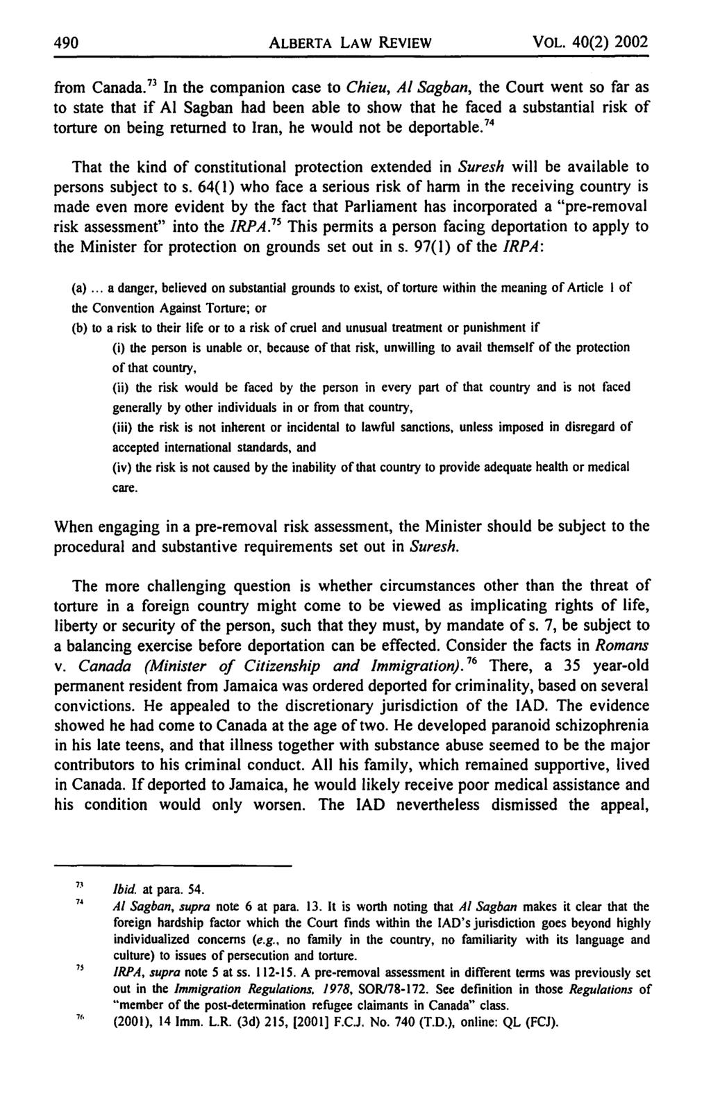 490 ALBERTA LAW REVIEW VOL. 40(2) 2002 from Canada.