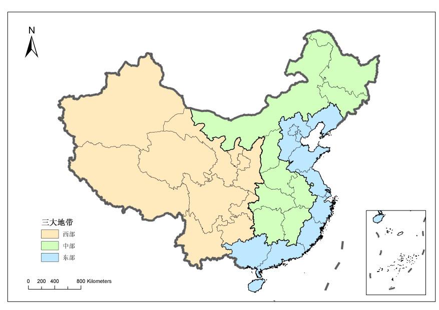 Figure 3-4 Three Zone Demarcation of China Three Zones Western Zone Central Zone Eastern Zone Different from the demarcation in the first 5-year plan, the coastal region in this period only included