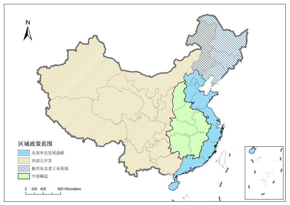 Figure 3-6 Four Policy Regions Regional Policy Coverage Leading Development of Eastern China Development of Western China Rejuvenation of Old Industrial Bases in North-eastern China Rise of Central