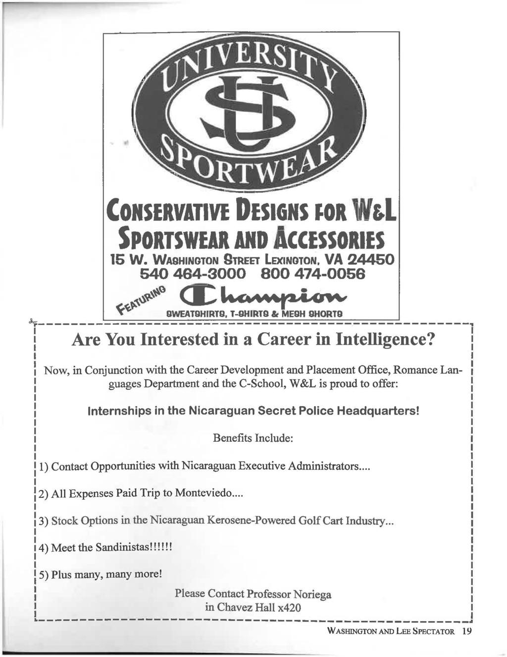 CONSERVATIVE DESIGNS JOR W&L SPORTSWEAR AND ACCESSORIES 15 w.