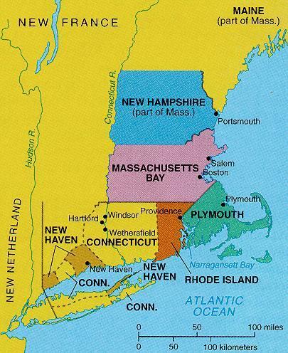 New England The first New England colonies were established by the Puritans in present-day Massachusetts.