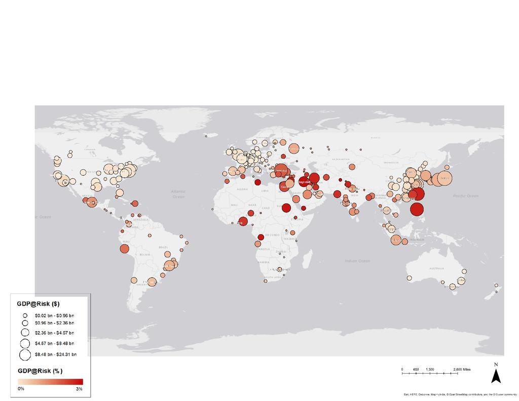 2018 Global Risk Index Measure impact of 22 threats on cities that contribute to 41% of global GDP Annual update of GDP@Risk: 2015: $475bn 2016: $494bn