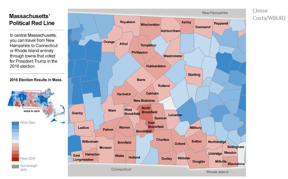About the Poll These results are based on a survey of 501 voters in the 2016 Presidential Election in a set of Central Massachusetts cities and towns identified in the WBUR graphic below.