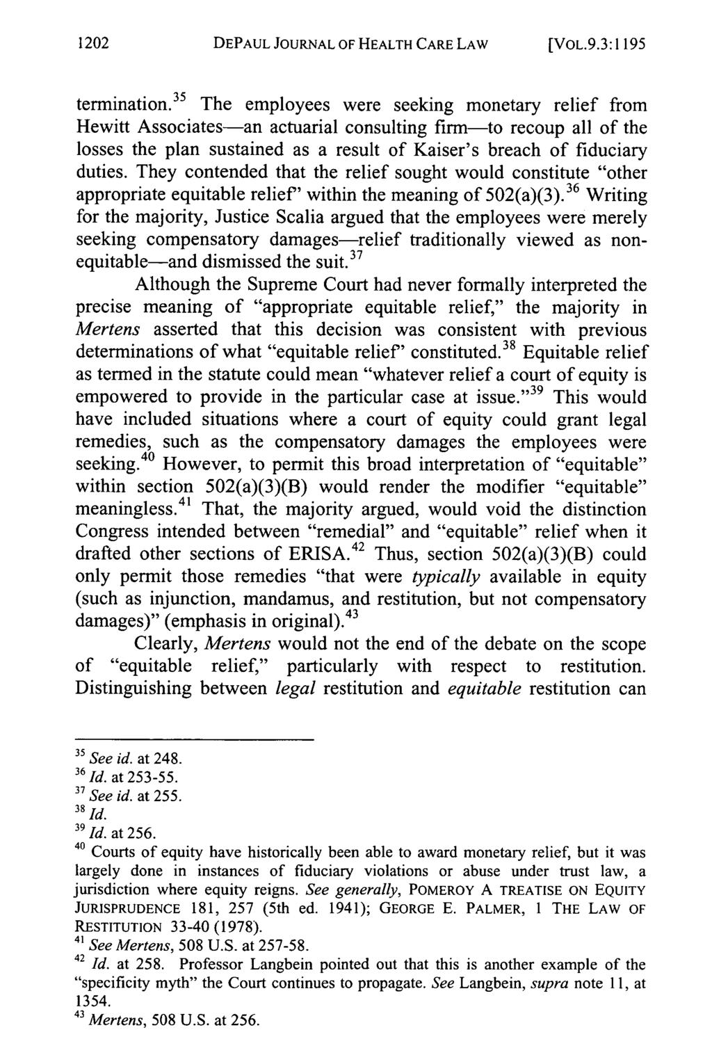 1202 DEPAUL JOURNAL OF HEALTH CARE LAW [VOL.9.3:1195 termination.