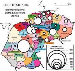 Figure 32 Changing geography of SMME employment, 1994-2003 Source: Based on data from the BMR Industrial Register 3.