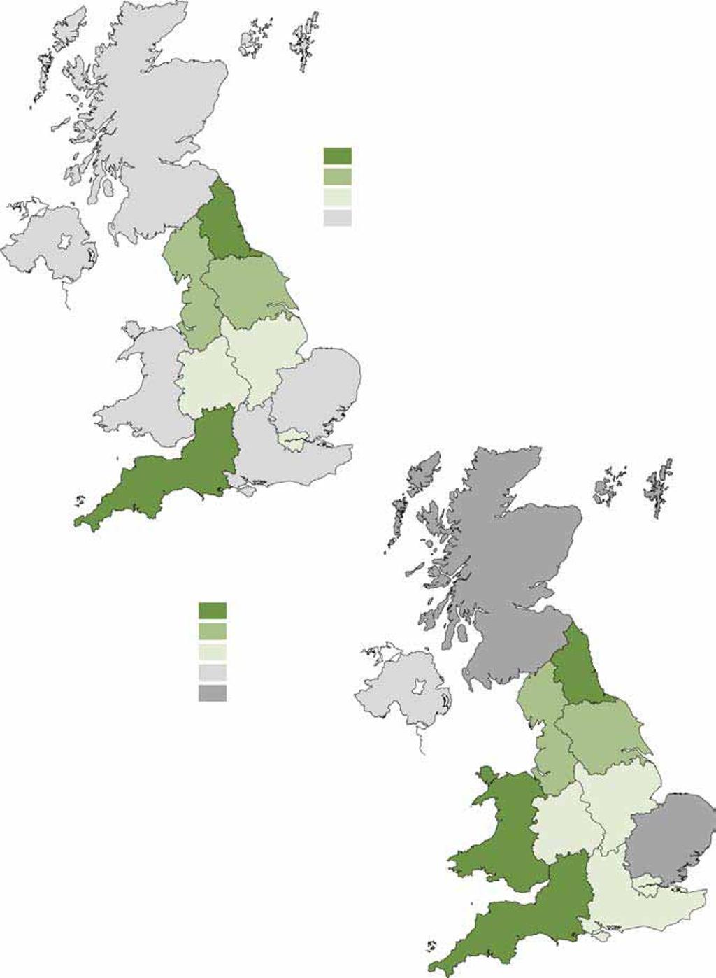 Map 2 Most common non-uk country of birth by Government Office Region and UK country, 2004 and 2007 2004 Germany Pakistan India Northern Ireland North West North East Republic of Ireland Yorkshire