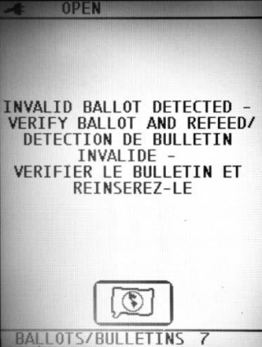 (3) Invalid Ballot Invalid ballots indicate that the tabulator has been misread or is invalid.