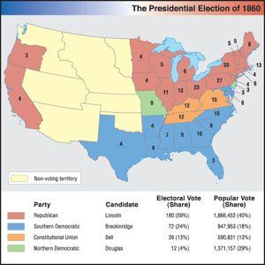 noteworthy for exaggerated sectionalism of the vote Lincoln not even on the ballot in nine Southern states Lincoln