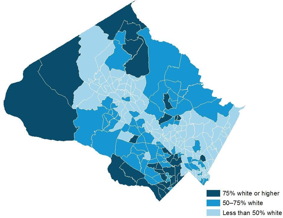 FIGURE 4 Racial Composition by Census Tract in Montgomery County Source: American Community Survey,.