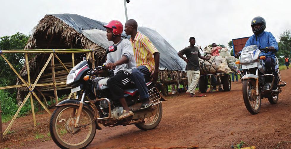 Motorbike taxis operate throughout the Ivorian-Liberian border region.