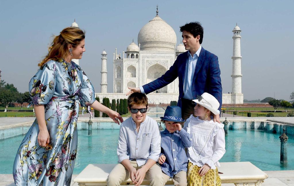 - Canadian Prime Minister Justin Trudeau, his wife Sophie Gregoire and children pose for a photograph during