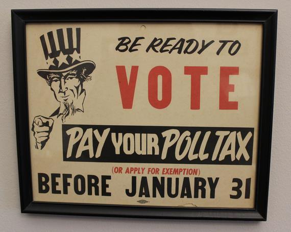 An example of a poll tax to vote.