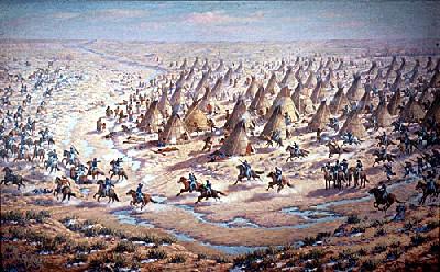 The Indian Wars Sand Creek Massacre (1864) Around 450 Cheyenne men, women, & children killed in village