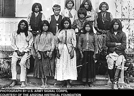Apache children on arrival at the Carlisle Indian