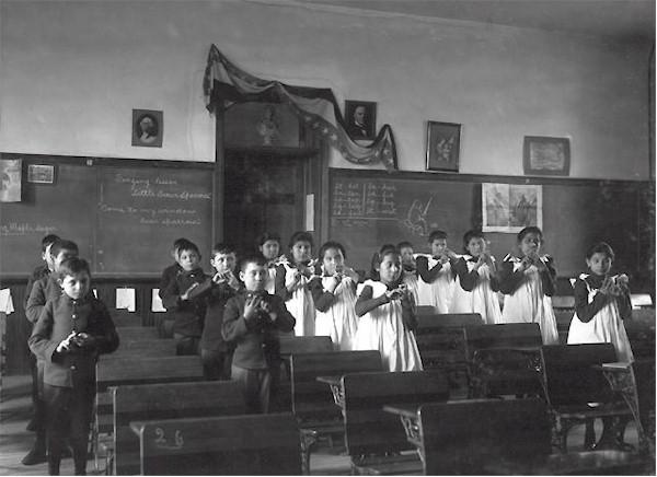 Learning finger songs at Carlisle Indian