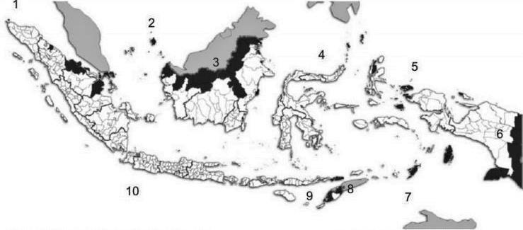Motivation for using mobile positioning data for tourism statistics Indonesia is the largest archipelago in the world with 18,110 islands, an area of 3.1 million km² and territorial waters spanning 5.