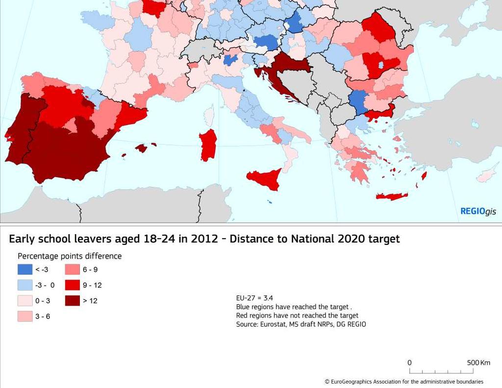 Early school leavers Early leavers from education and training under 10 geo\time 2011 TARGET EU (28 countries) 12.7 : EU (27 countries) 12.8 10 Belgium 12 9.5 Bulgaria 12.5 11 Czech Republic 5.5 5.
