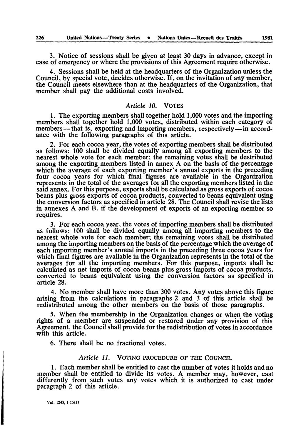 226 United Nations Treaty Series Nations Unies Reçue» des Traités 1981 3.