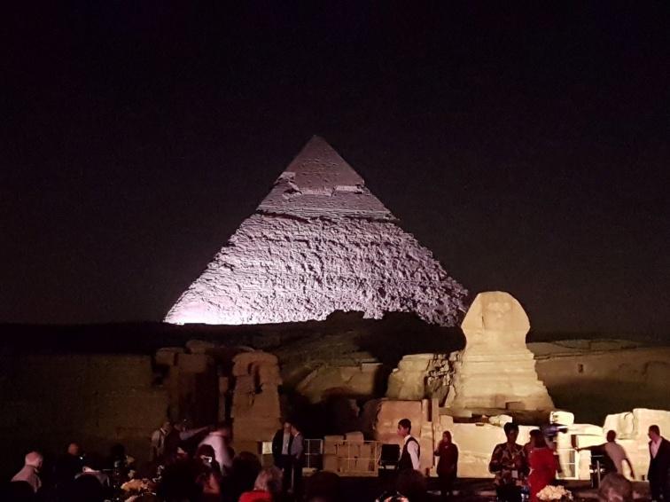 Followed by the impressive and amazing Sound and Light telling Egyptian history between the Sphinx and the 4 Pyramids.