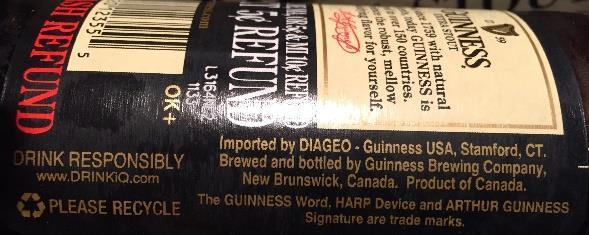 Extra Stout sold in the United States is manufactured, brewed, bottled and/or imported from Canada. See, Exhibits 4 & 5. 36.