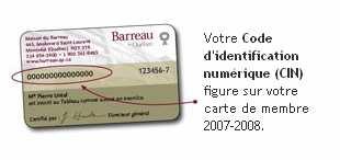 The membership number and digital identification code are printed on the Québec Bar membership card (Figure 7).