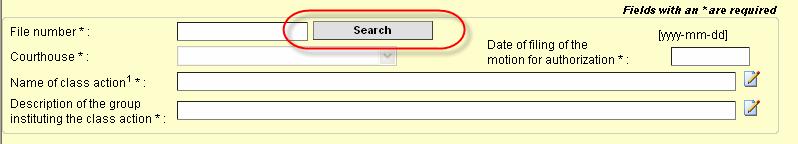 Therefe, the user only has to enter the number of the file he wishes to update and click on Search to display the content of the entry.